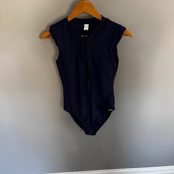 Relleciga Women’s One piece UV Protection Swimsuit Navy Blue Size S Zipper NWT - Picture 2 of 9